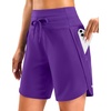 image:imageG Gradual Womens 57 Athletic Long Running Shorts with Zipper Pockets Quick Dry Workout Gym Hiking Shorts for WomenPurple