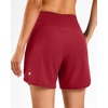 image:imageG Gradual Womens 57 Athletic Long Running Shorts with Zipper Pockets Quick Dry Workout Gym Hiking Shorts for WomenRed
