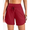 image:imageG Gradual Womens 57 Athletic Long Running Shorts with Zipper Pockets Quick Dry Workout Gym Hiking Shorts for WomenRed