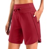 image:imageG Gradual Womens 57 Athletic Long Running Shorts with Zipper Pockets Quick Dry Workout Gym Hiking Shorts for WomenRed