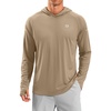 image:imageMens Sun Protection Hoodie Shirts Long Sleeve UPF 50 Swim Shirts for Men Rash Guard Fishing Shirt Quick DryKhaki