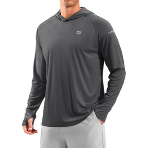 image:imageMens Sun Protection Hoodie Shirts Long Sleeve UPF 50 Swim Shirts for Men Rash Guard Fishing Shirt Quick DryDark Grey