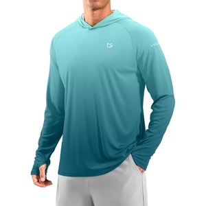 image:imageMens Sun Protection Hoodie Shirts Long Sleeve UPF 50 Swim Shirts for Men Rash Guard Fishing Shirt Quick DryGradient Blue Green
