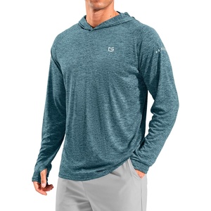 image:imageMens Sun Protection Hoodie Shirts Long Sleeve UPF 50 Swim Shirts for Men Rash Guard Fishing Shirt Quick DryHeather Aquamarine
