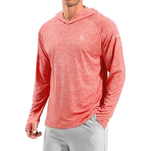 image:imageMens Sun Protection Hoodie Shirts Long Sleeve UPF 50 Swim Shirts for Men Rash Guard Fishing Shirt Quick DryHeather Brick Red