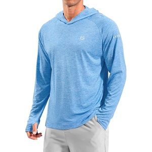 image:imageMens Sun Protection Hoodie Shirts Long Sleeve UPF 50 Swim Shirts for Men Rash Guard Fishing Shirt Quick DryHeather Sky Blue