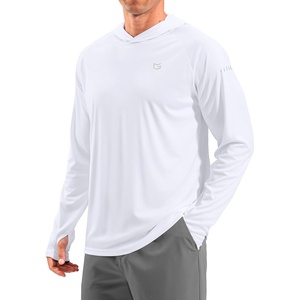 image:imageMens Sun Protection Hoodie Shirts Long Sleeve UPF 50 Swim Shirts for Men Rash Guard Fishing Shirt Quick DryWhite