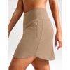 image:imageG Gradual 18 Golf Skirts for Women Zipper Pockets Mid Length Skort with Shorts Underneath High Waist Tennis PickleballLight Khaki