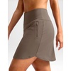 image:imageG Gradual 18 Golf Skirts for Women Zipper Pockets Mid Length Skort with Shorts Underneath High Waist Tennis PickleballLinen Brown