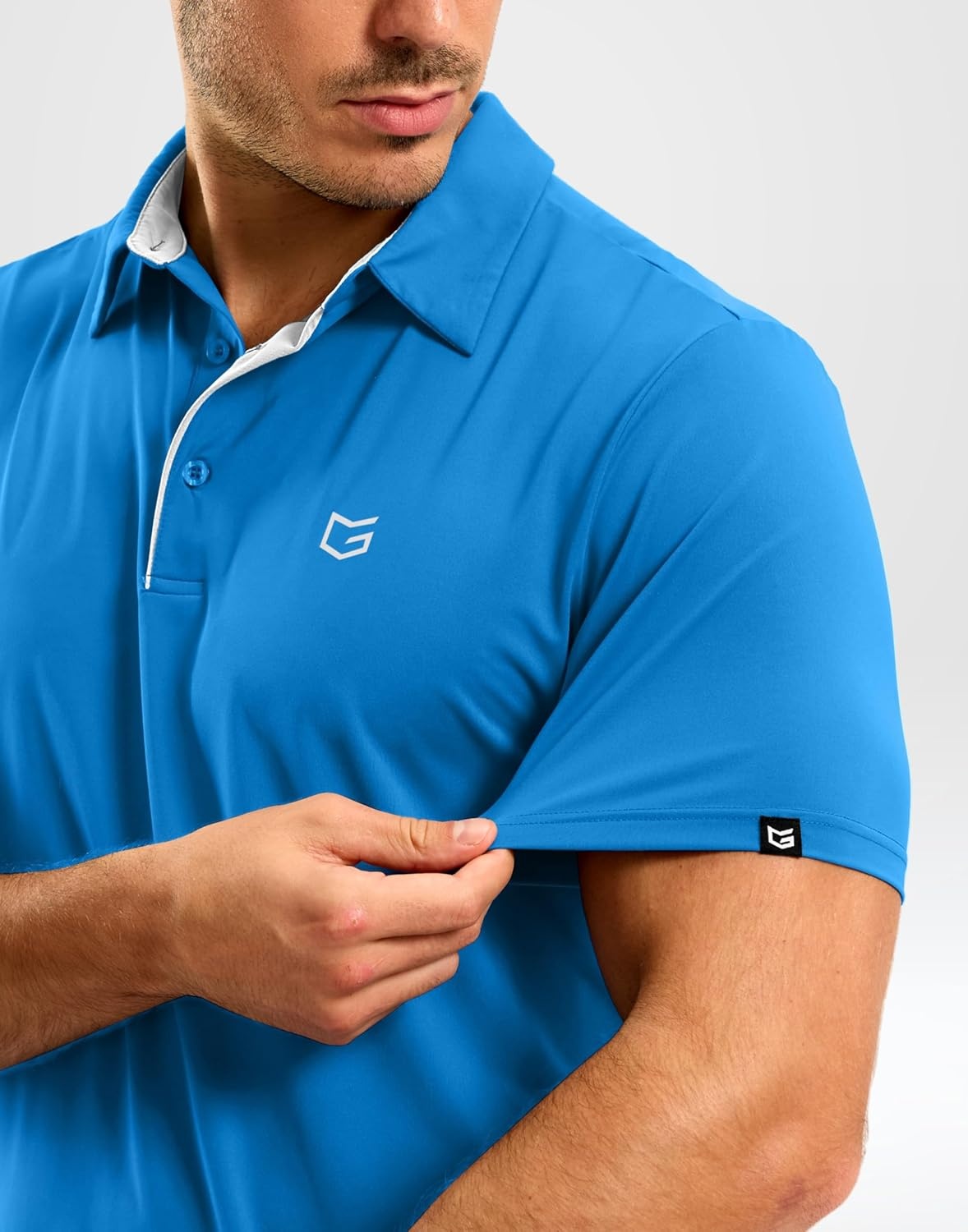 image:imageMens Golf Shirt Dry Fit Short Sleeve Polos Athletic Polo Shirts for Men  Moisture Wicking CoolTouch 4Way Stretch UPF50 Contrast Collar Tagless Comfort for Tennis Pickleball Active CasualSky Blue