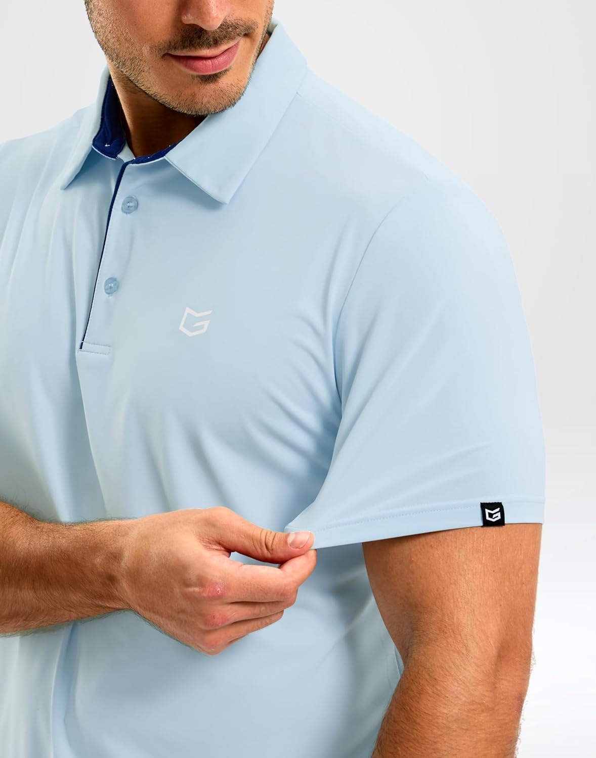 image:imageMens Golf Shirt Dry Fit Short Sleeve Polos Athletic Polo Shirts for Men  Moisture Wicking CoolTouch 4Way Stretch UPF50 Contrast Collar Tagless Comfort for Tennis Pickleball Active CasualLight Blue
