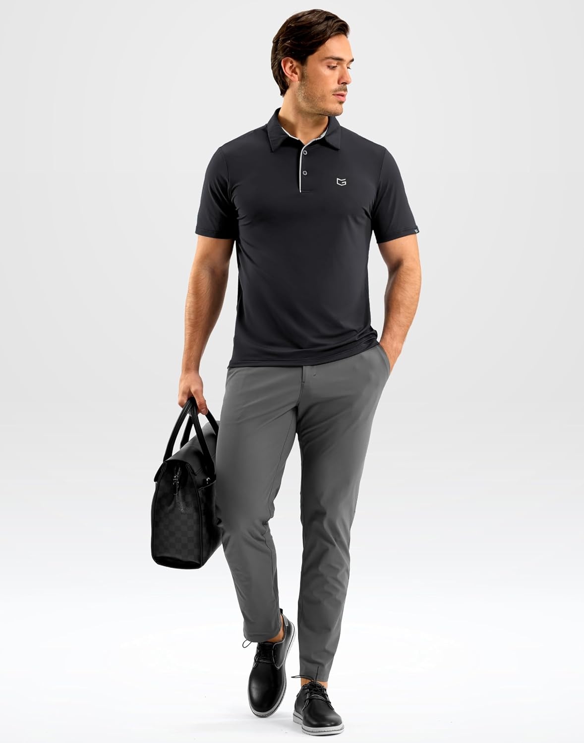 image:imageMens Golf Shirt Dry Fit Short Sleeve Polos Athletic Polo Shirts for Men  Moisture Wicking CoolTouch 4Way Stretch UPF50 Contrast Collar Tagless Comfort for Tennis Pickleball Active CasualDark Grey