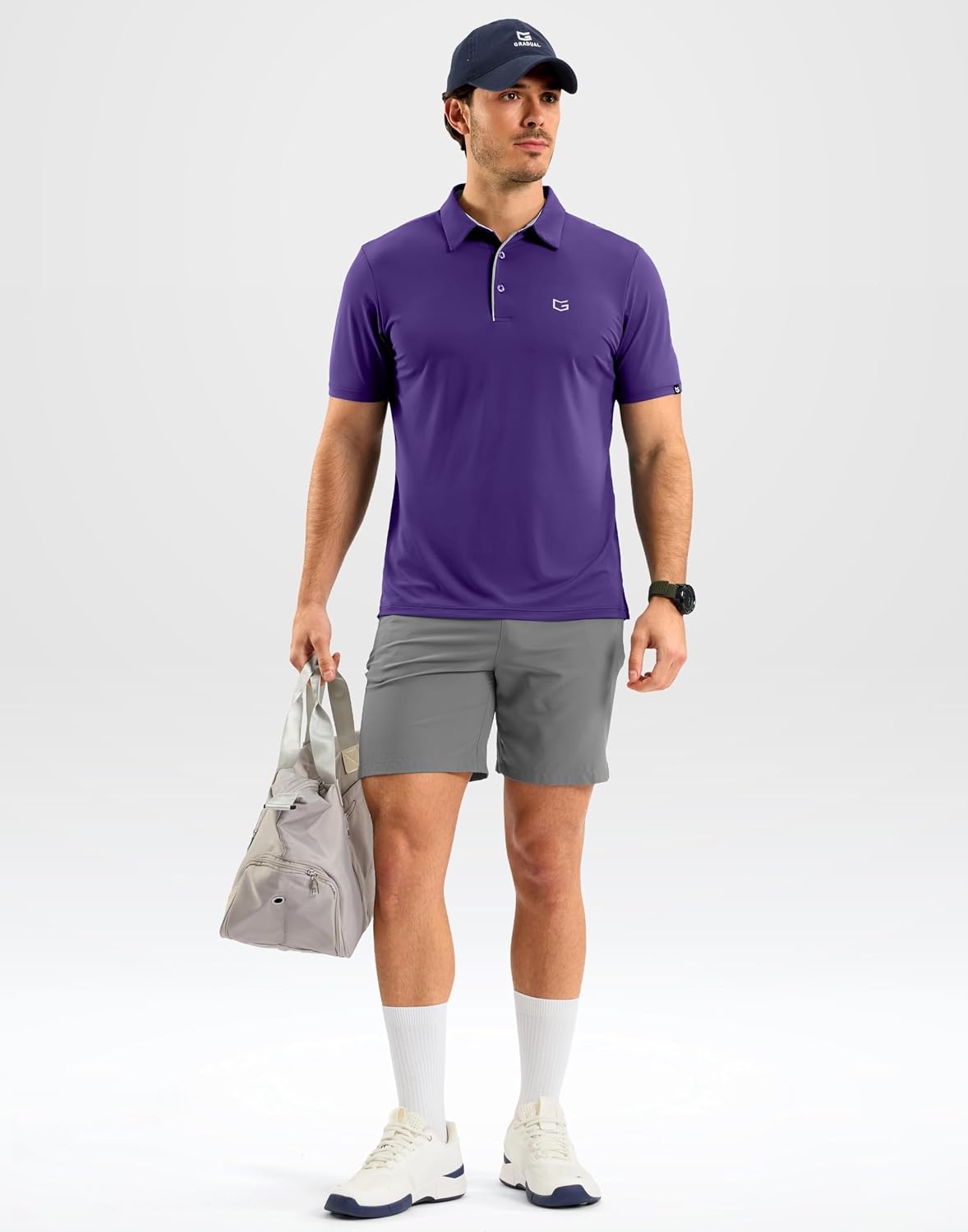 image:imageMens Golf Shirt Dry Fit Short Sleeve Polos Athletic Polo Shirts for Men  Moisture Wicking CoolTouch 4Way Stretch UPF50 Contrast Collar Tagless Comfort for Tennis Pickleball Active CasualPurple