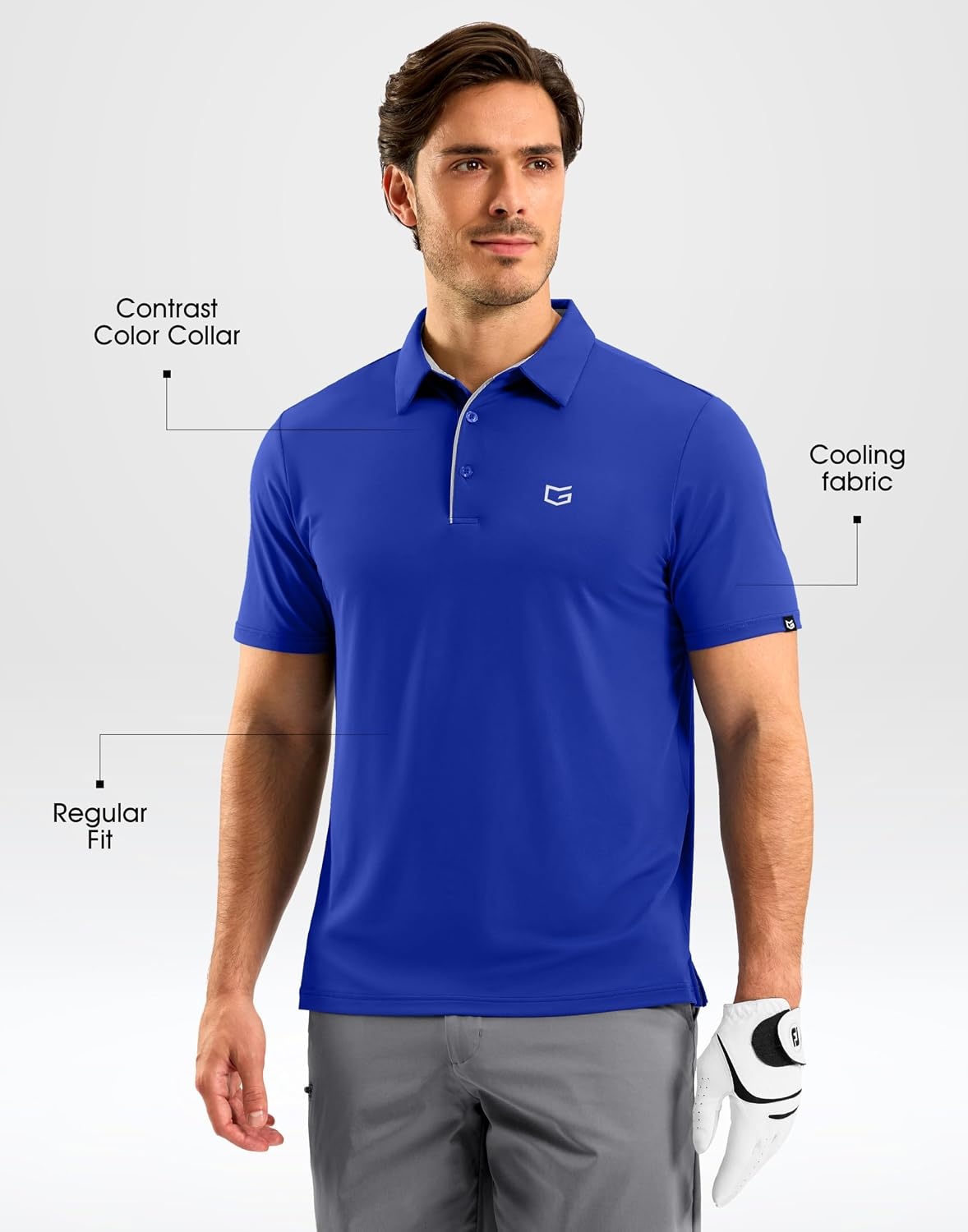 image:imageMens Golf Shirt Dry Fit Short Sleeve Polos Athletic Polo Shirts for Men  Moisture Wicking CoolTouch 4Way Stretch UPF50 Contrast Collar Tagless Comfort for Tennis Pickleball Active CasualRoyal Blue