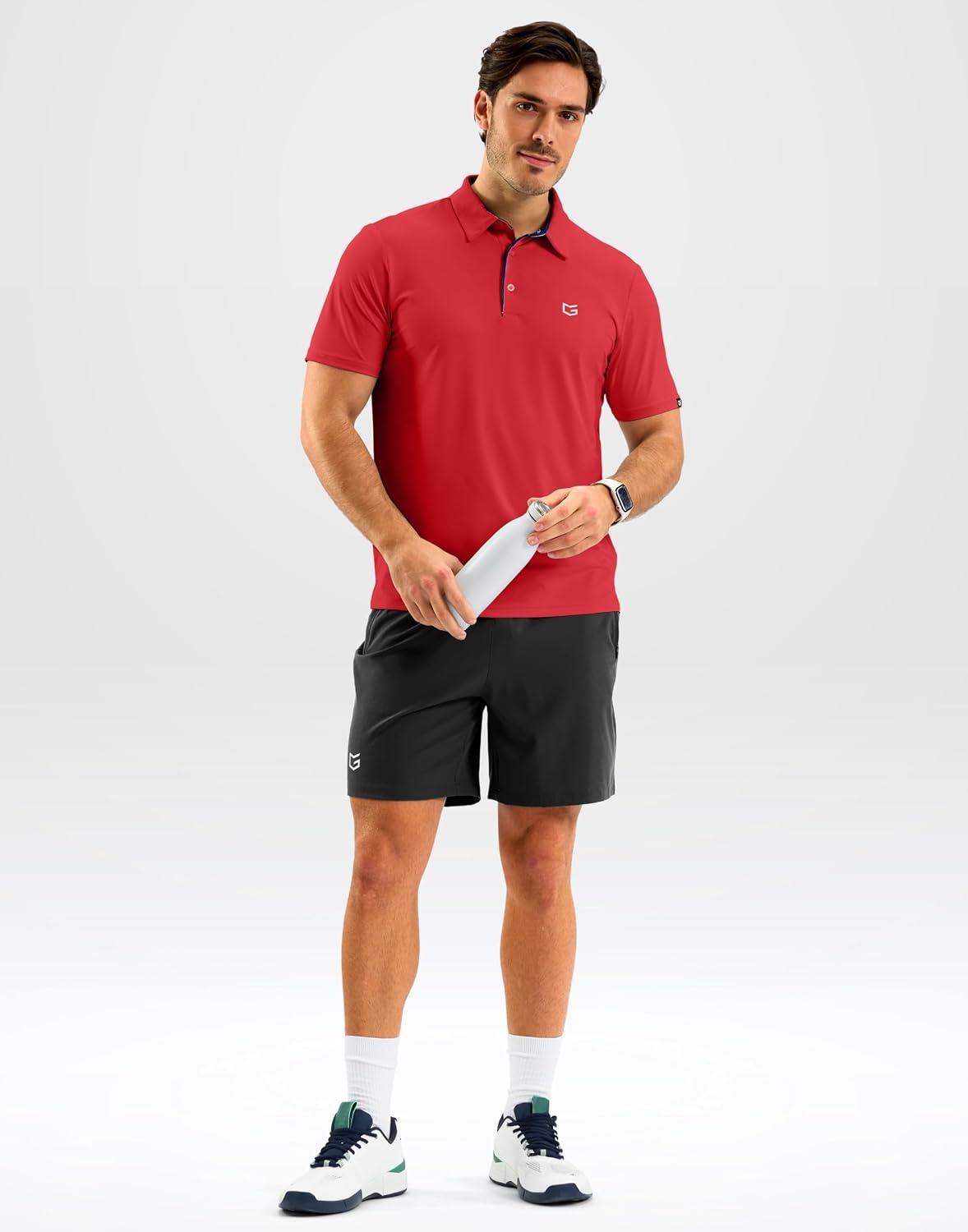 image:imageMens Golf Shirt Dry Fit Short Sleeve Polos Athletic Polo Shirts for Men  Moisture Wicking CoolTouch 4Way Stretch UPF50 Contrast Collar Tagless Comfort for Tennis Pickleball Active CasualRed