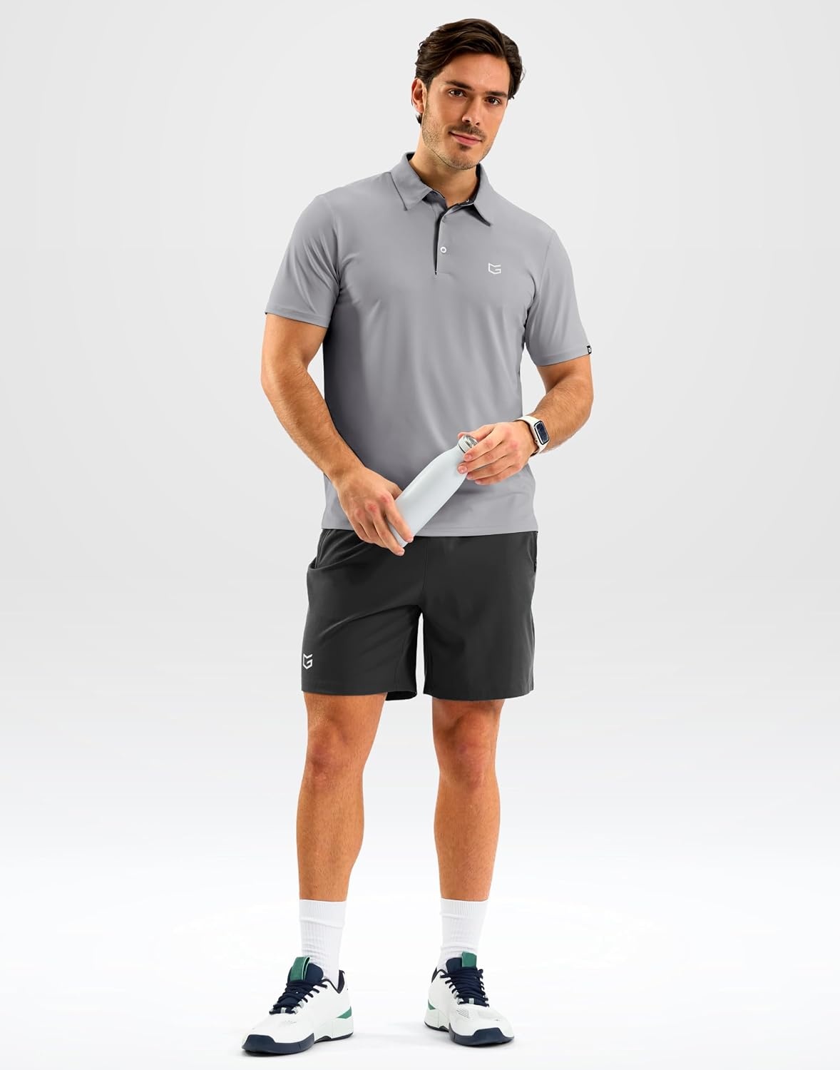 image:imageMens Golf Shirt Dry Fit Short Sleeve Polos Athletic Polo Shirts for Men  Moisture Wicking CoolTouch 4Way Stretch UPF50 Contrast Collar Tagless Comfort for Tennis Pickleball Active CasualLight Grey