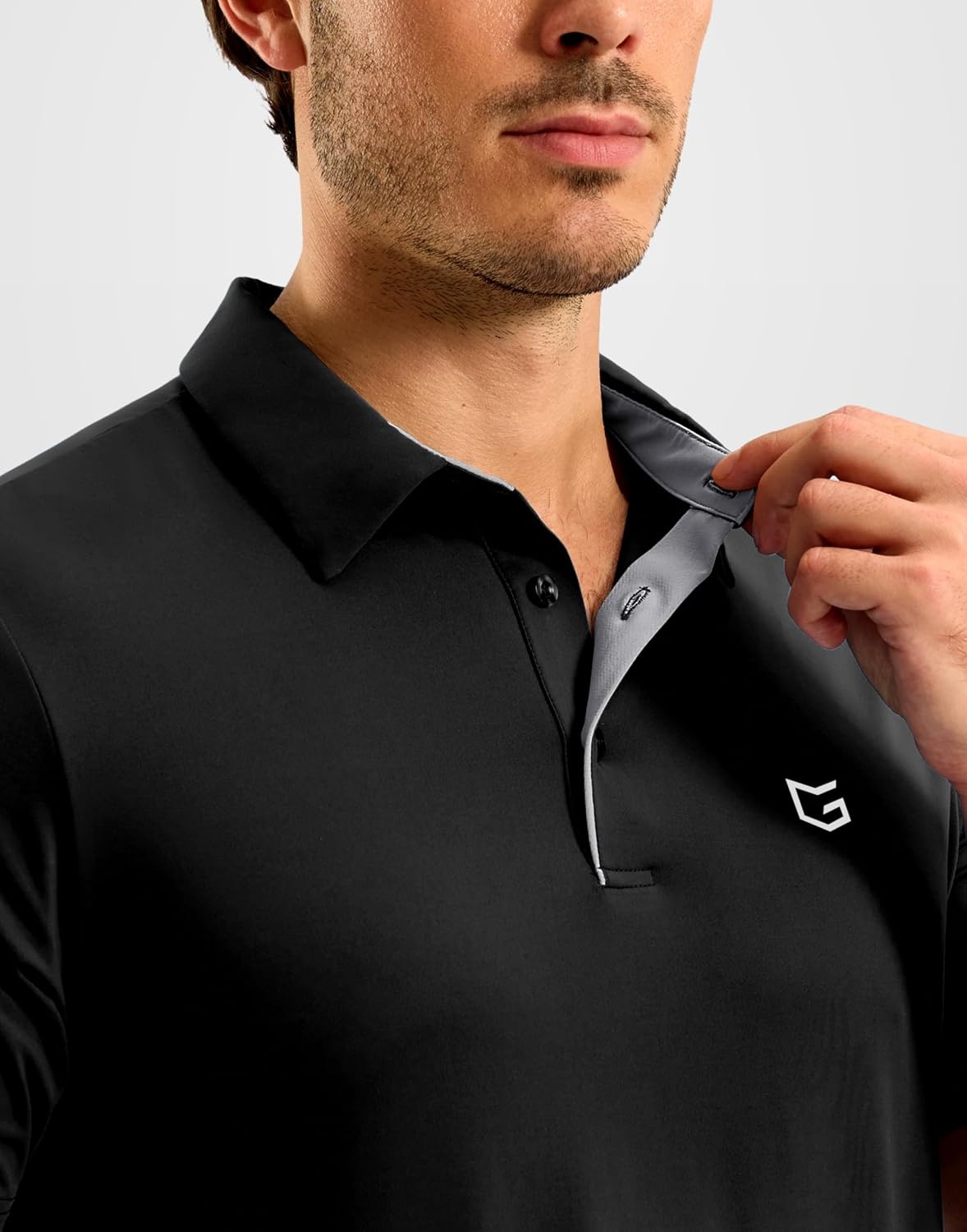 image:imageMens Golf Shirt Dry Fit Short Sleeve Polos Athletic Polo Shirts for Men  Moisture Wicking CoolTouch 4Way Stretch UPF50 Contrast Collar Tagless Comfort for Tennis Pickleball Active CasualBlack