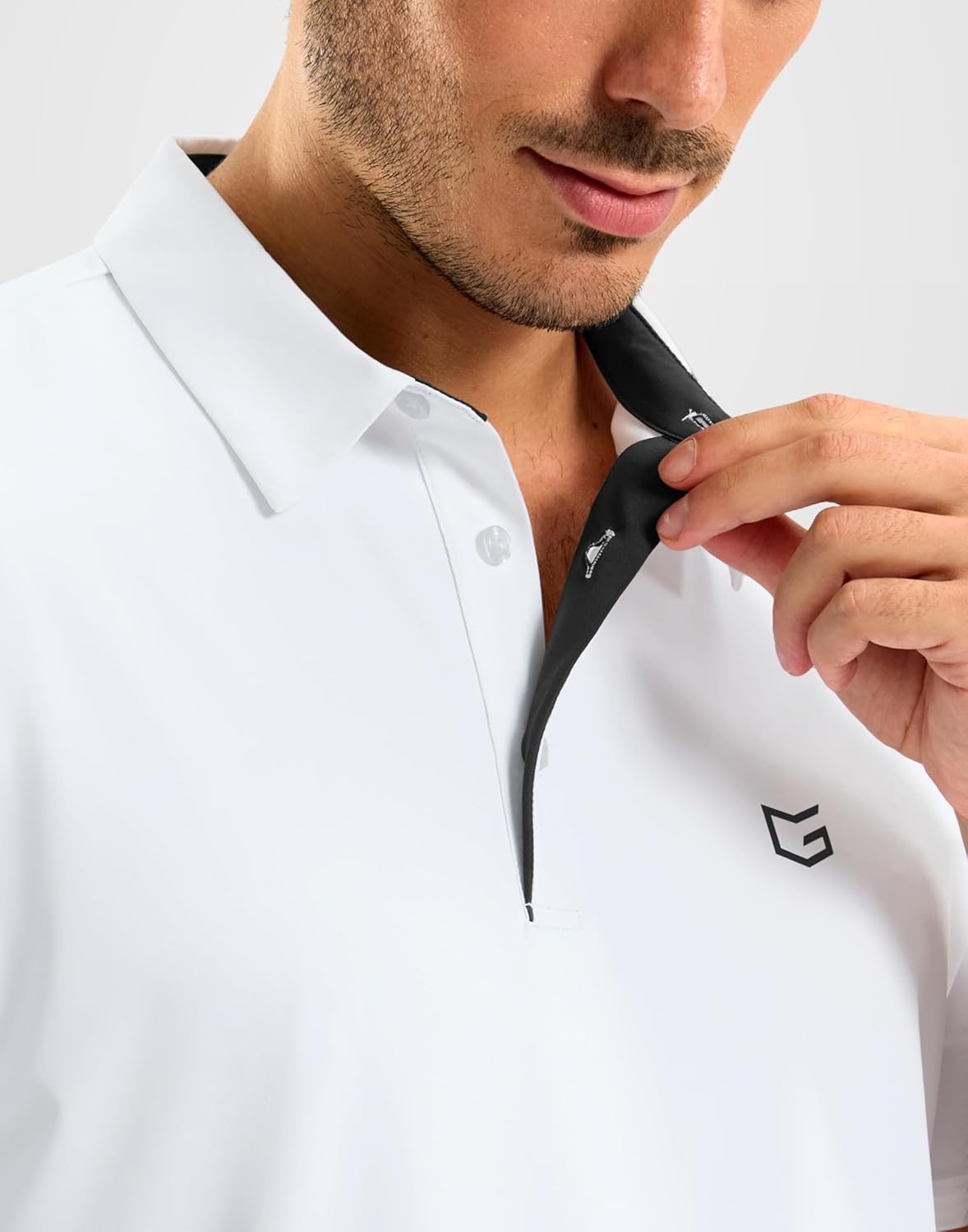 image:imageMens Golf Shirt Dry Fit Short Sleeve Polos Athletic Polo Shirts for Men  Moisture Wicking CoolTouch 4Way Stretch UPF50 Contrast Collar Tagless Comfort for Tennis Pickleball Active CasualWhite