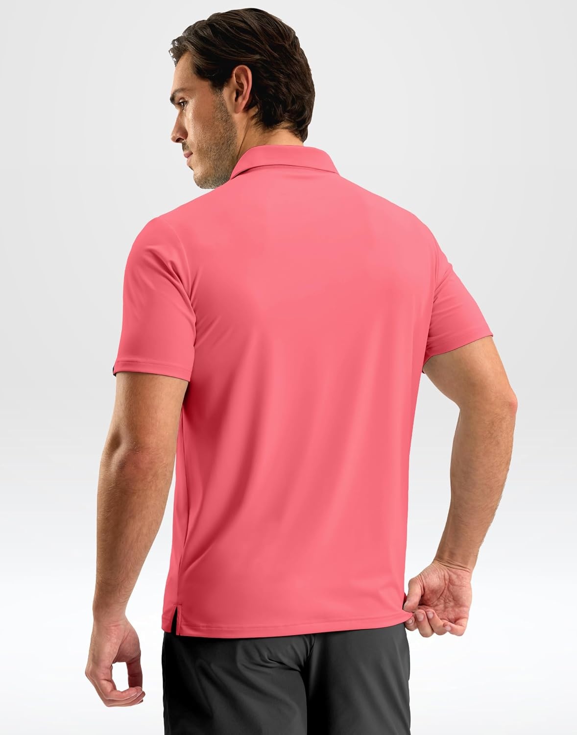 image:imageMens Golf Shirt Dry Fit Short Sleeve Polos Athletic Polo Shirts for Men  Moisture Wicking CoolTouch 4Way Stretch UPF50 Contrast Collar Tagless Comfort for Tennis Pickleball Active CasualPink
