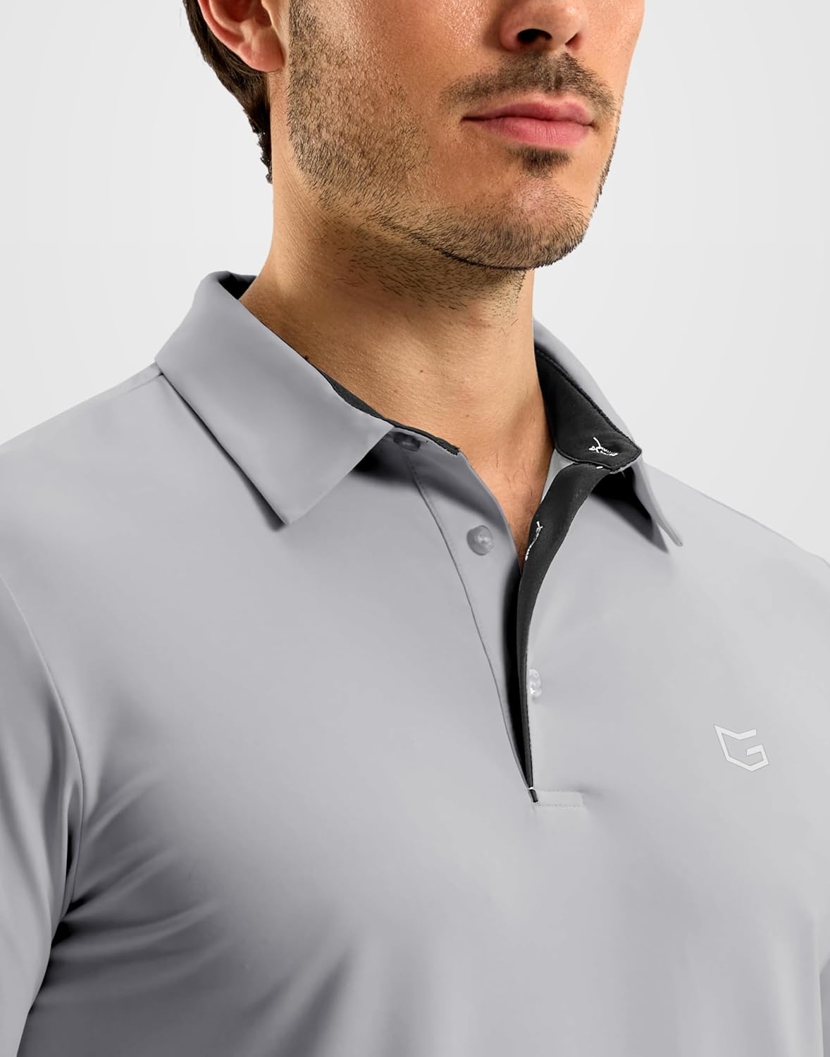 image:imageMens Golf Shirt Dry Fit Short Sleeve Polos Athletic Polo Shirts for Men  Moisture Wicking CoolTouch 4Way Stretch UPF50 Contrast Collar Tagless Comfort for Tennis Pickleball Active CasualLight Grey