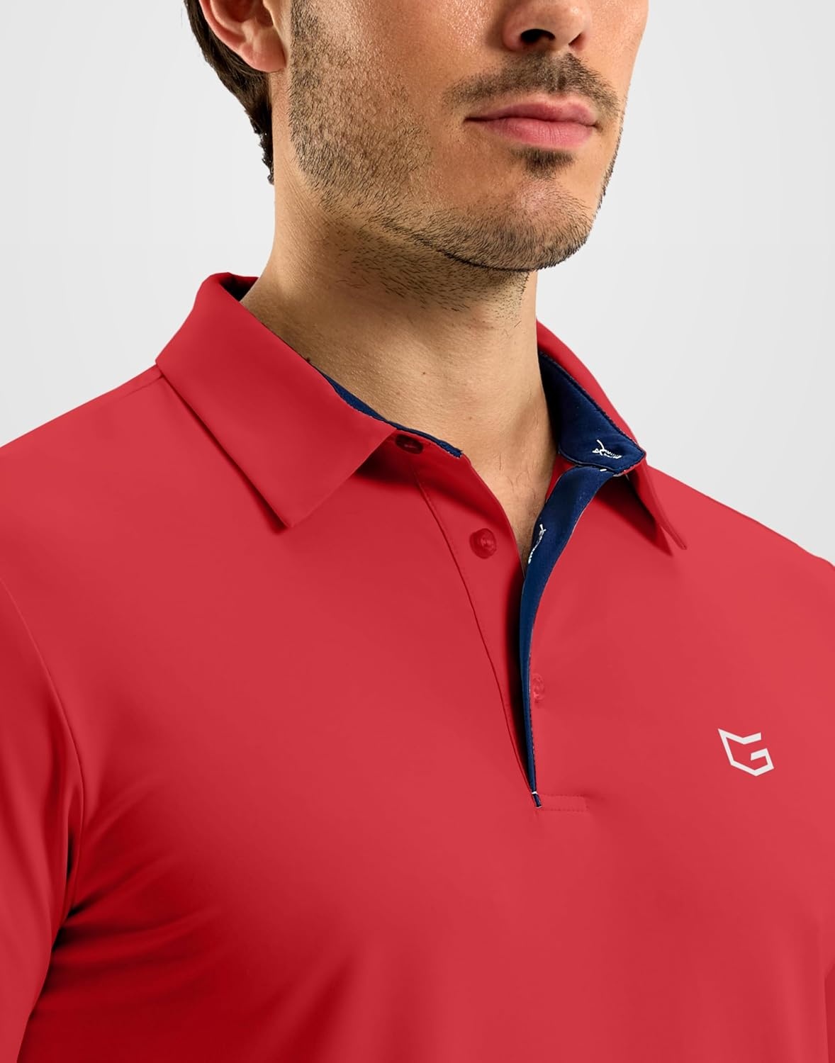 image:imageMens Golf Shirt Dry Fit Short Sleeve Polos Athletic Polo Shirts for Men  Moisture Wicking CoolTouch 4Way Stretch UPF50 Contrast Collar Tagless Comfort for Tennis Pickleball Active CasualRed