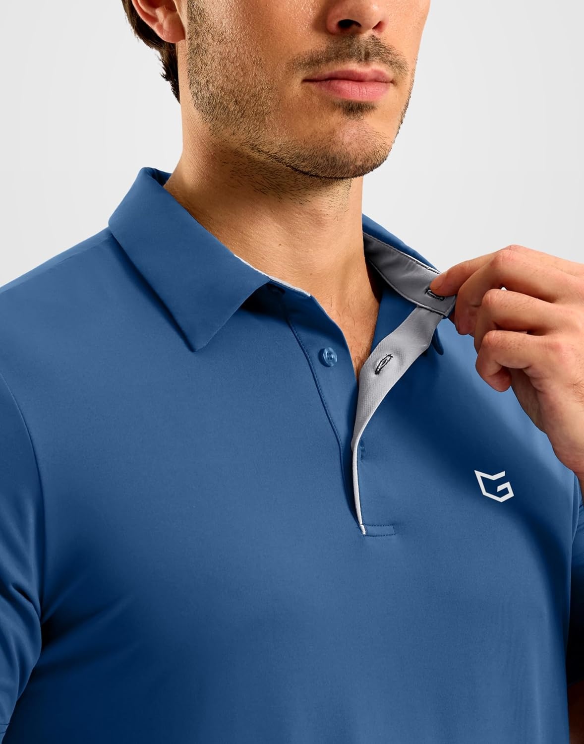image:imageMens Golf Shirt Dry Fit Short Sleeve Polos Athletic Polo Shirts for Men  Moisture Wicking CoolTouch 4Way Stretch UPF50 Contrast Collar Tagless Comfort for Tennis Pickleball Active CasualIndigo