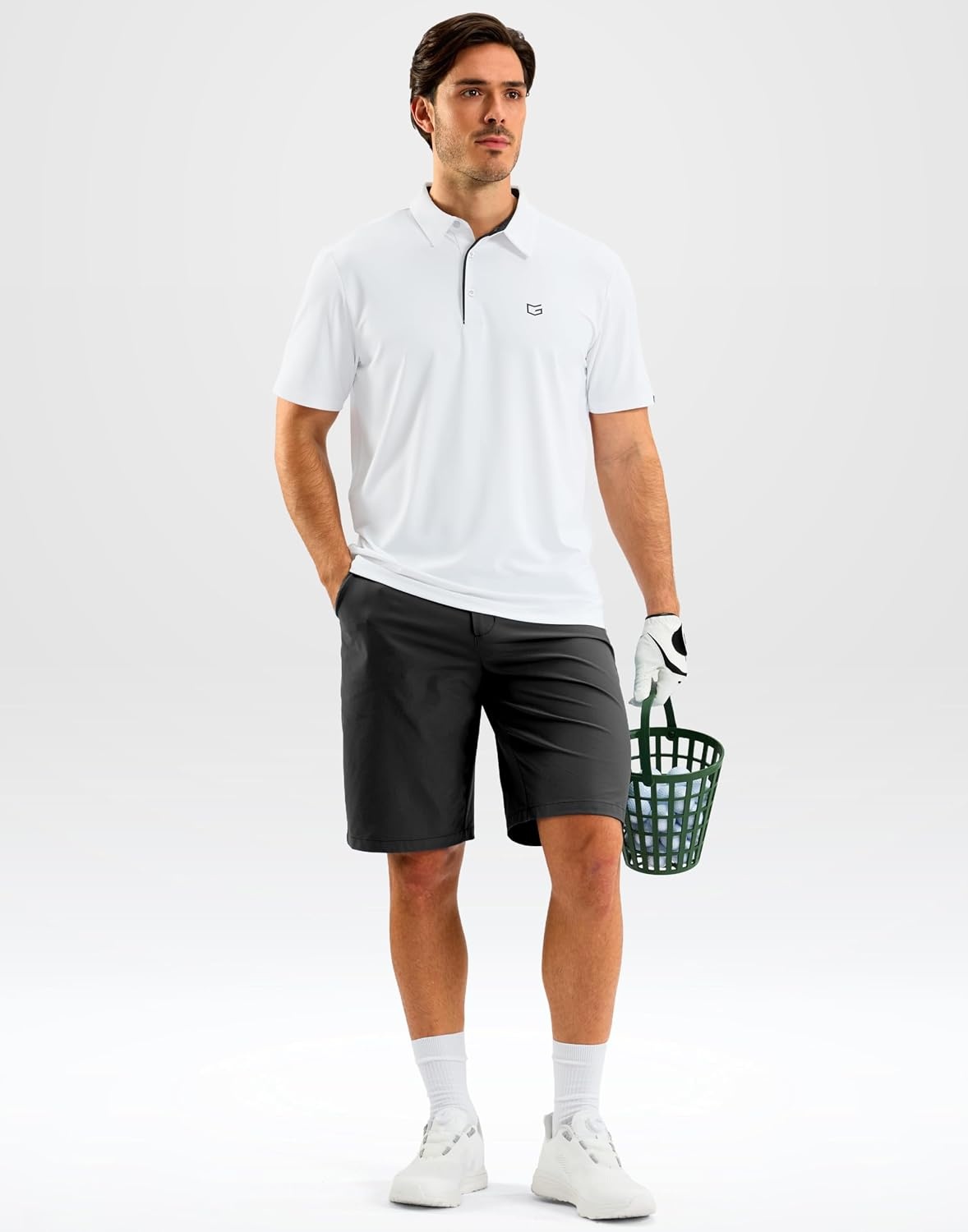 image:imageMens Golf Shirt Dry Fit Short Sleeve Polos Athletic Polo Shirts for Men  Moisture Wicking CoolTouch 4Way Stretch UPF50 Contrast Collar Tagless Comfort for Tennis Pickleball Active CasualWhite
