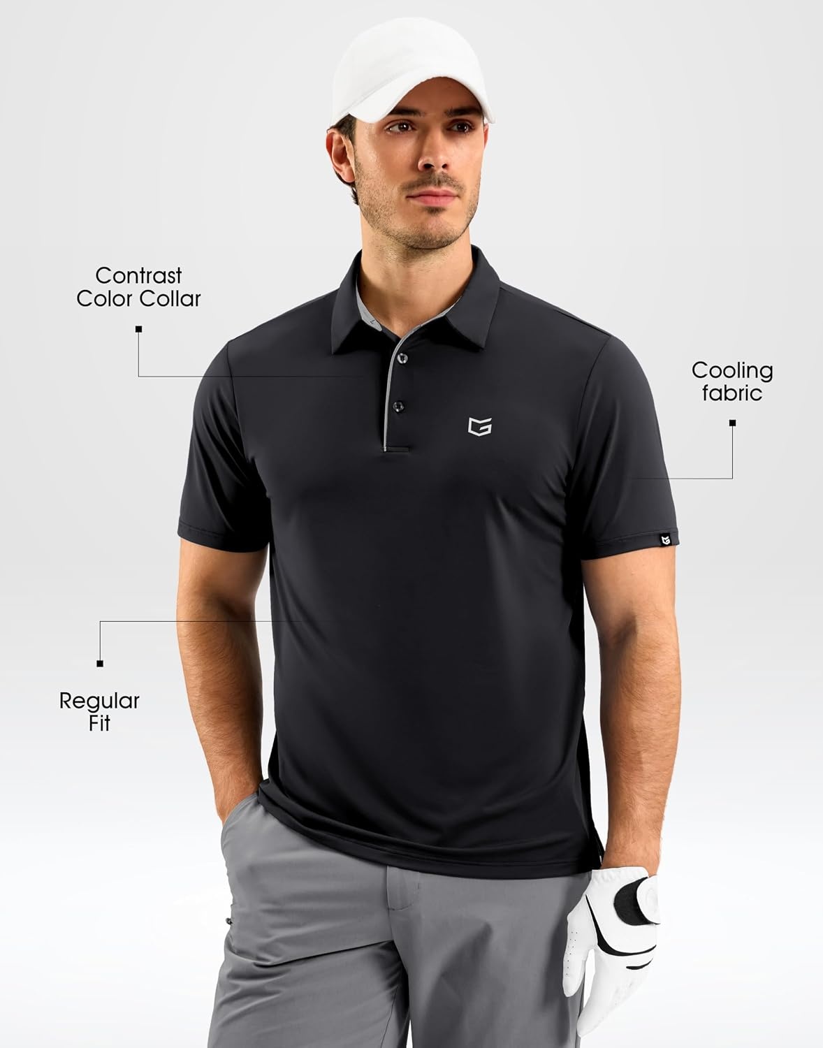 image:imageMens Golf Shirt Dry Fit Short Sleeve Polos Athletic Polo Shirts for Men  Moisture Wicking CoolTouch 4Way Stretch UPF50 Contrast Collar Tagless Comfort for Tennis Pickleball Active CasualDark Grey