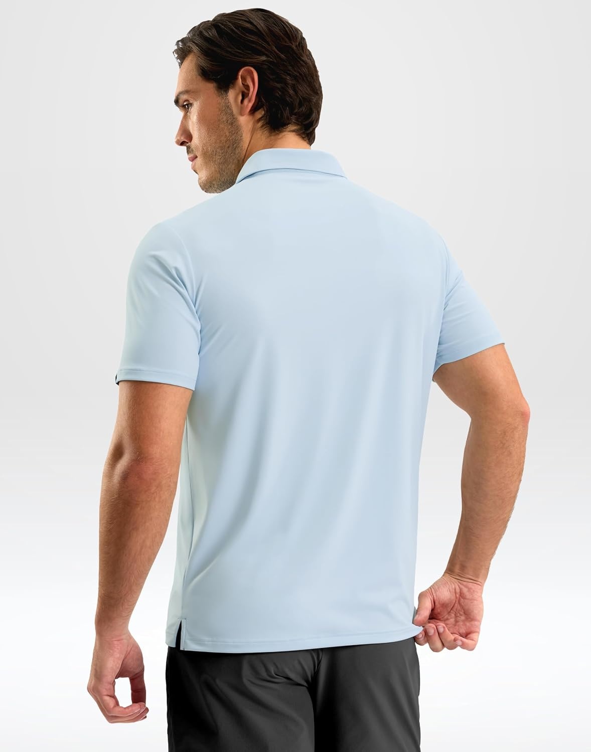 image:imageMens Golf Shirt Dry Fit Short Sleeve Polos Athletic Polo Shirts for Men  Moisture Wicking CoolTouch 4Way Stretch UPF50 Contrast Collar Tagless Comfort for Tennis Pickleball Active CasualLight Blue