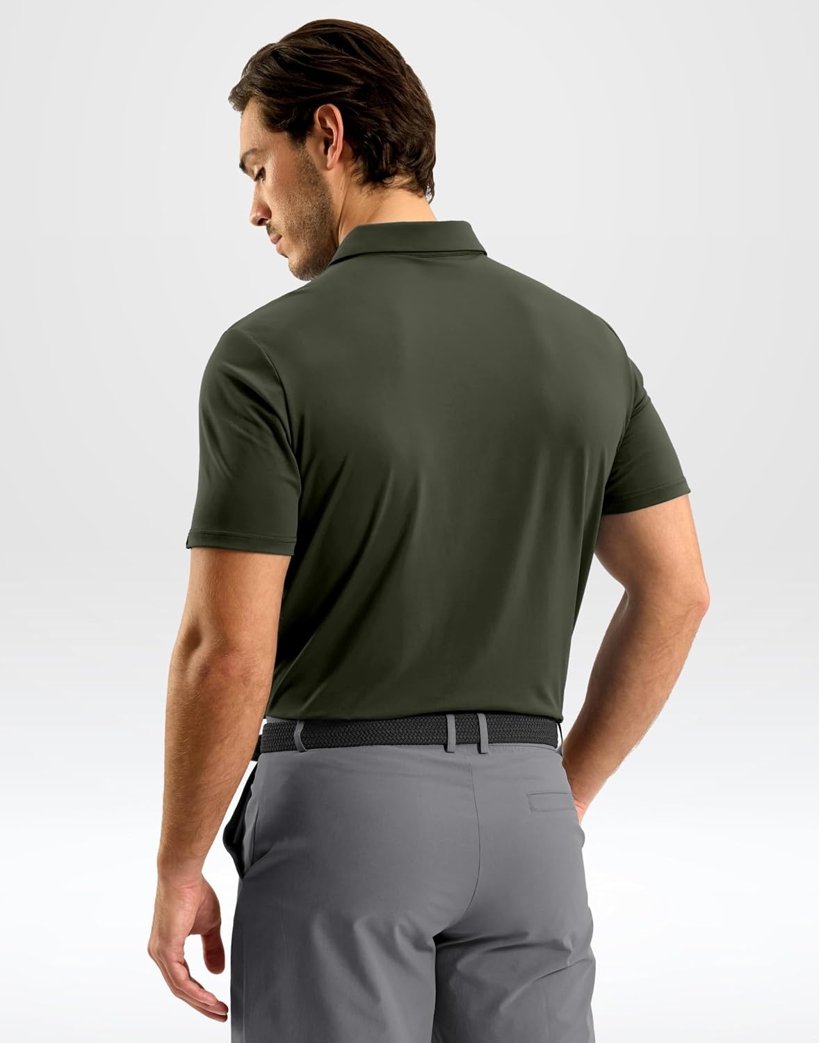 image:imageMens Golf Shirt Dry Fit Short Sleeve Polos Athletic Polo Shirts for Men  Moisture Wicking CoolTouch 4Way Stretch UPF50 Contrast Collar Tagless Comfort for Tennis Pickleball Active CasualArmy Green