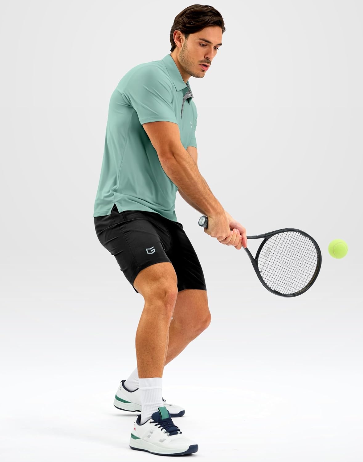 image:imageMens Golf Shirt Dry Fit Short Sleeve Polos Athletic Polo Shirts for Men  Moisture Wicking CoolTouch 4Way Stretch UPF50 Contrast Collar Tagless Comfort for Tennis Pickleball Active CasualJasmine Green