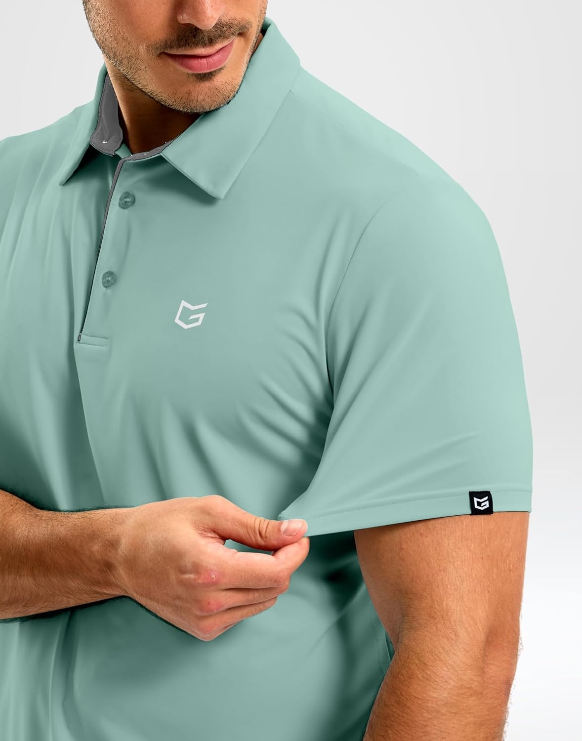 image:imageMens Golf Shirt Dry Fit Short Sleeve Polos Athletic Polo Shirts for Men  Moisture Wicking CoolTouch 4Way Stretch UPF50 Contrast Collar Tagless Comfort for Tennis Pickleball Active CasualJasmine Green
