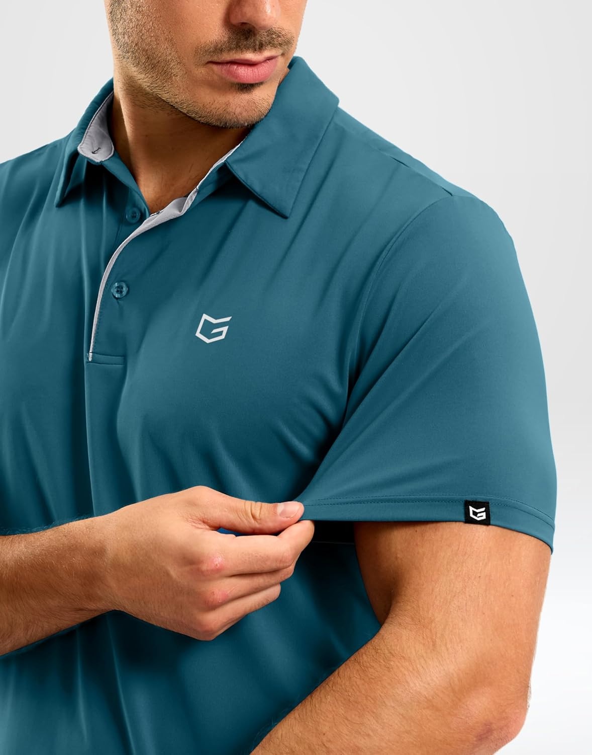 image:imageMens Golf Shirt Dry Fit Short Sleeve Polos Athletic Polo Shirts for Men  Moisture Wicking CoolTouch 4Way Stretch UPF50 Contrast Collar Tagless Comfort for Tennis Pickleball Active CasualTeal