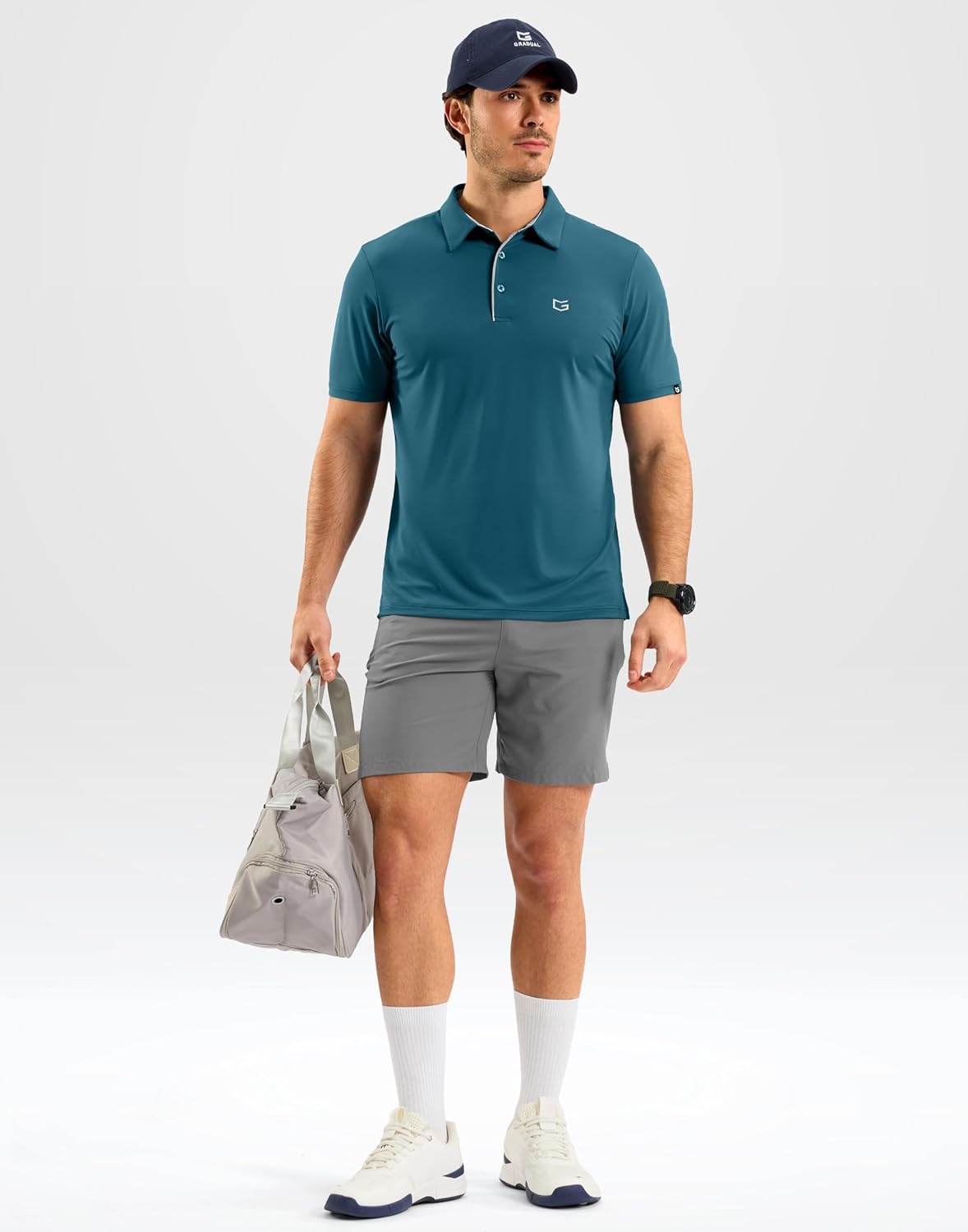 image:imageMens Golf Shirt Dry Fit Short Sleeve Polos Athletic Polo Shirts for Men  Moisture Wicking CoolTouch 4Way Stretch UPF50 Contrast Collar Tagless Comfort for Tennis Pickleball Active CasualTeal