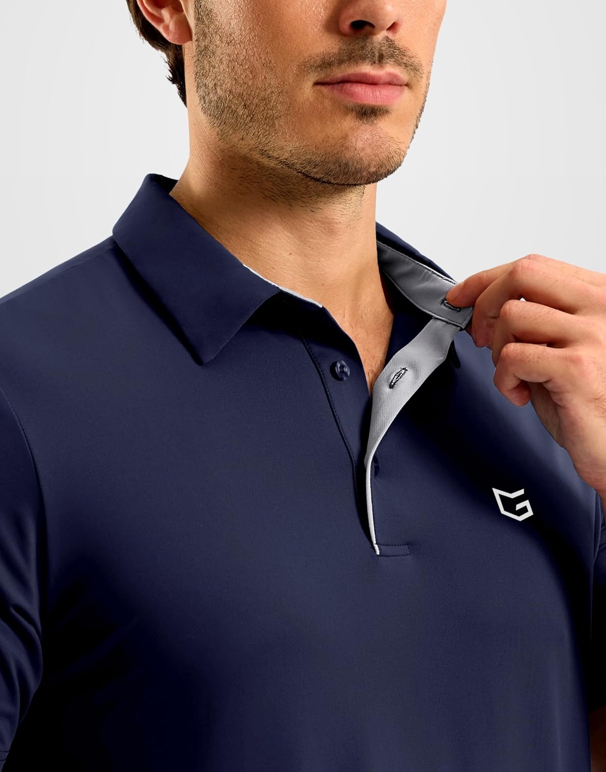 image:imageMens Golf Shirt Dry Fit Short Sleeve Polos Athletic Polo Shirts for Men  Moisture Wicking CoolTouch 4Way Stretch UPF50 Contrast Collar Tagless Comfort for Tennis Pickleball Active CasualNavy