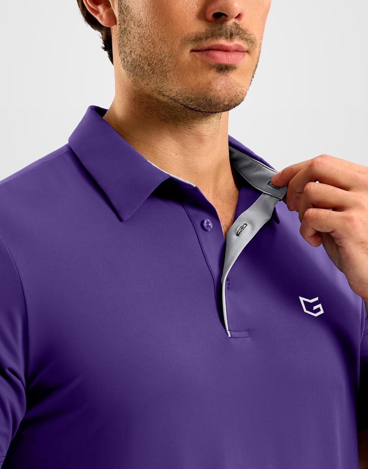 image:imageMens Golf Shirt Dry Fit Short Sleeve Polos Athletic Polo Shirts for Men  Moisture Wicking CoolTouch 4Way Stretch UPF50 Contrast Collar Tagless Comfort for Tennis Pickleball Active CasualPurple