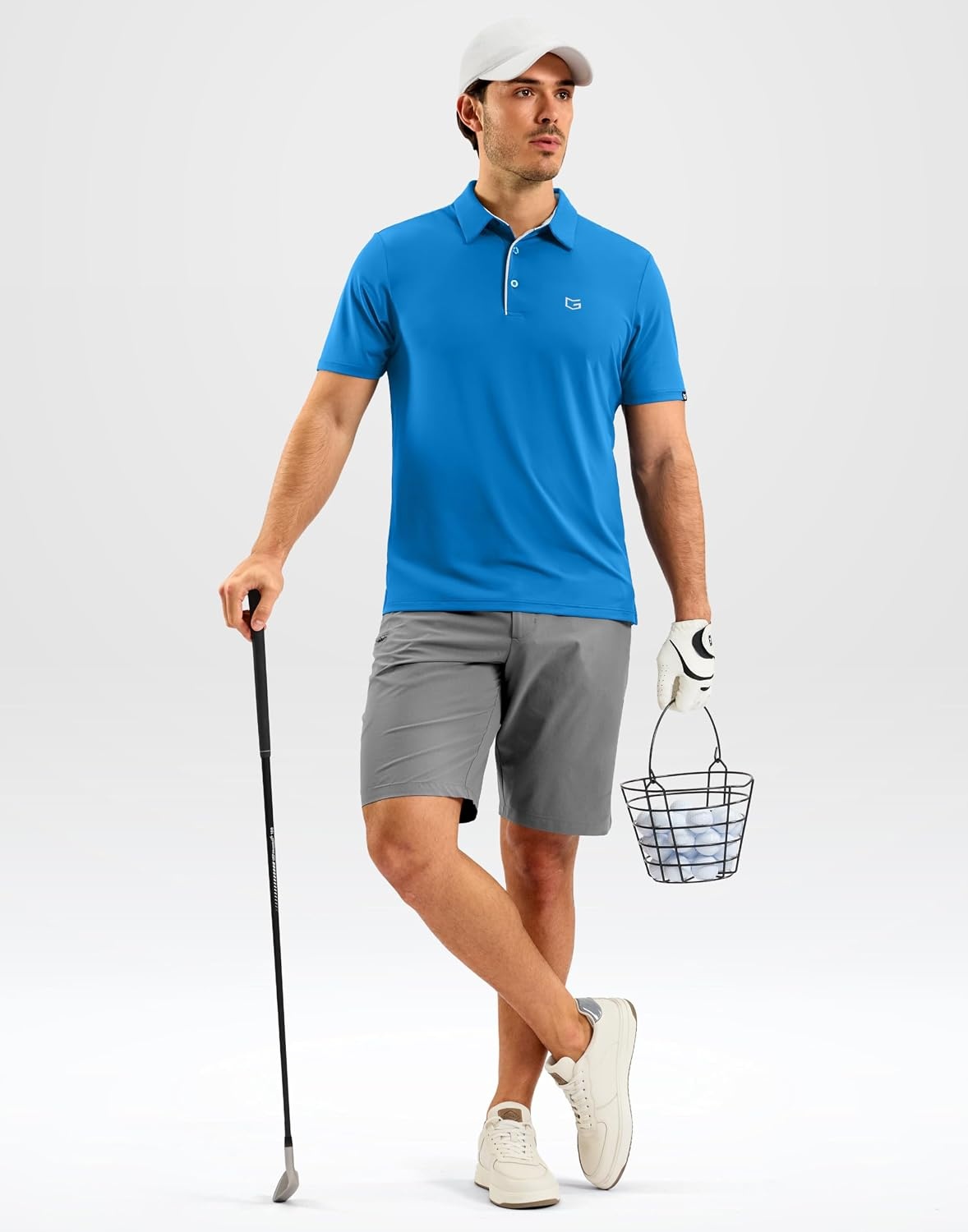 image:imageMens Golf Shirt Dry Fit Short Sleeve Polos Athletic Polo Shirts for Men  Moisture Wicking CoolTouch 4Way Stretch UPF50 Contrast Collar Tagless Comfort for Tennis Pickleball Active CasualSky Blue