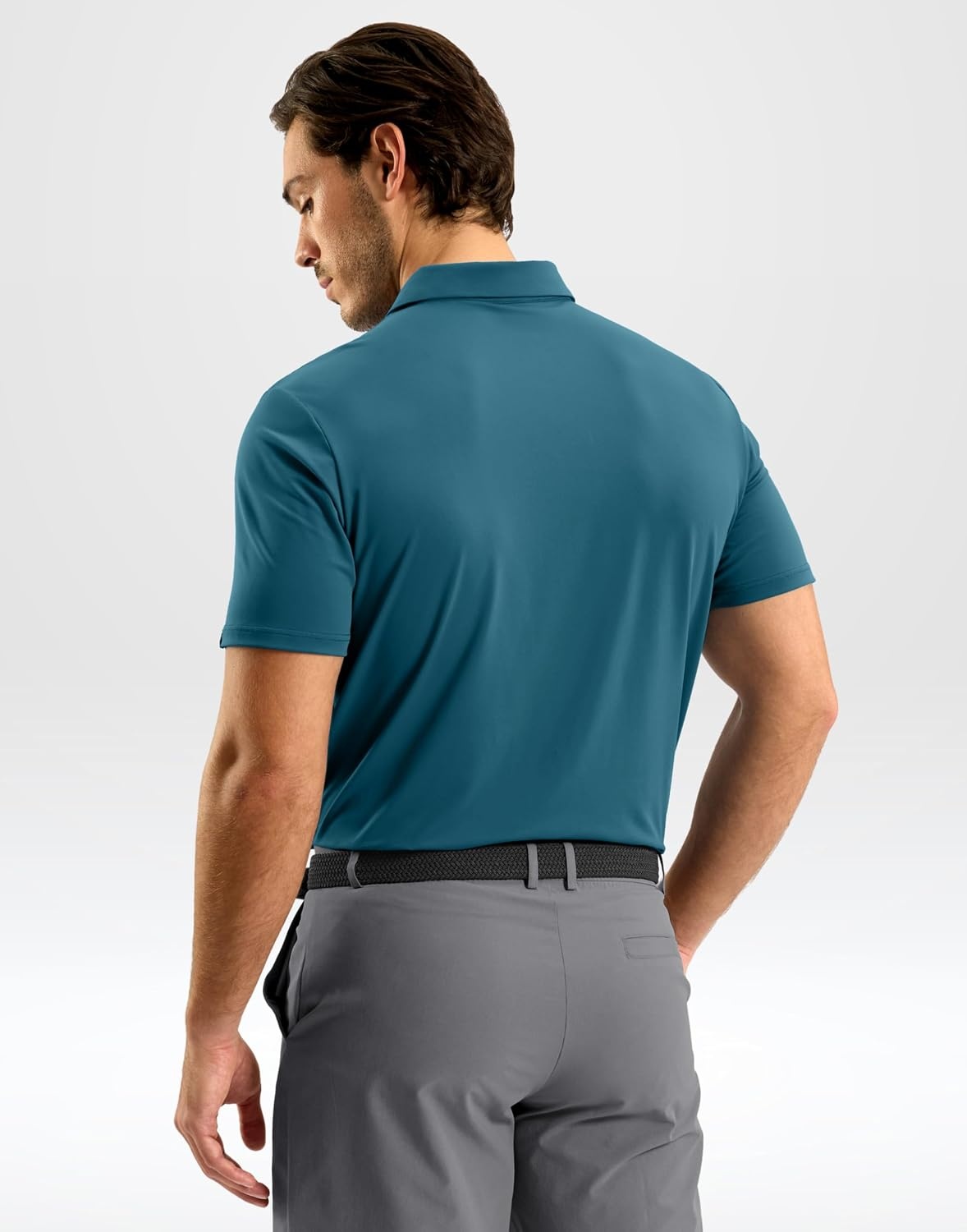 image:imageMens Golf Shirt Dry Fit Short Sleeve Polos Athletic Polo Shirts for Men  Moisture Wicking CoolTouch 4Way Stretch UPF50 Contrast Collar Tagless Comfort for Tennis Pickleball Active CasualTeal