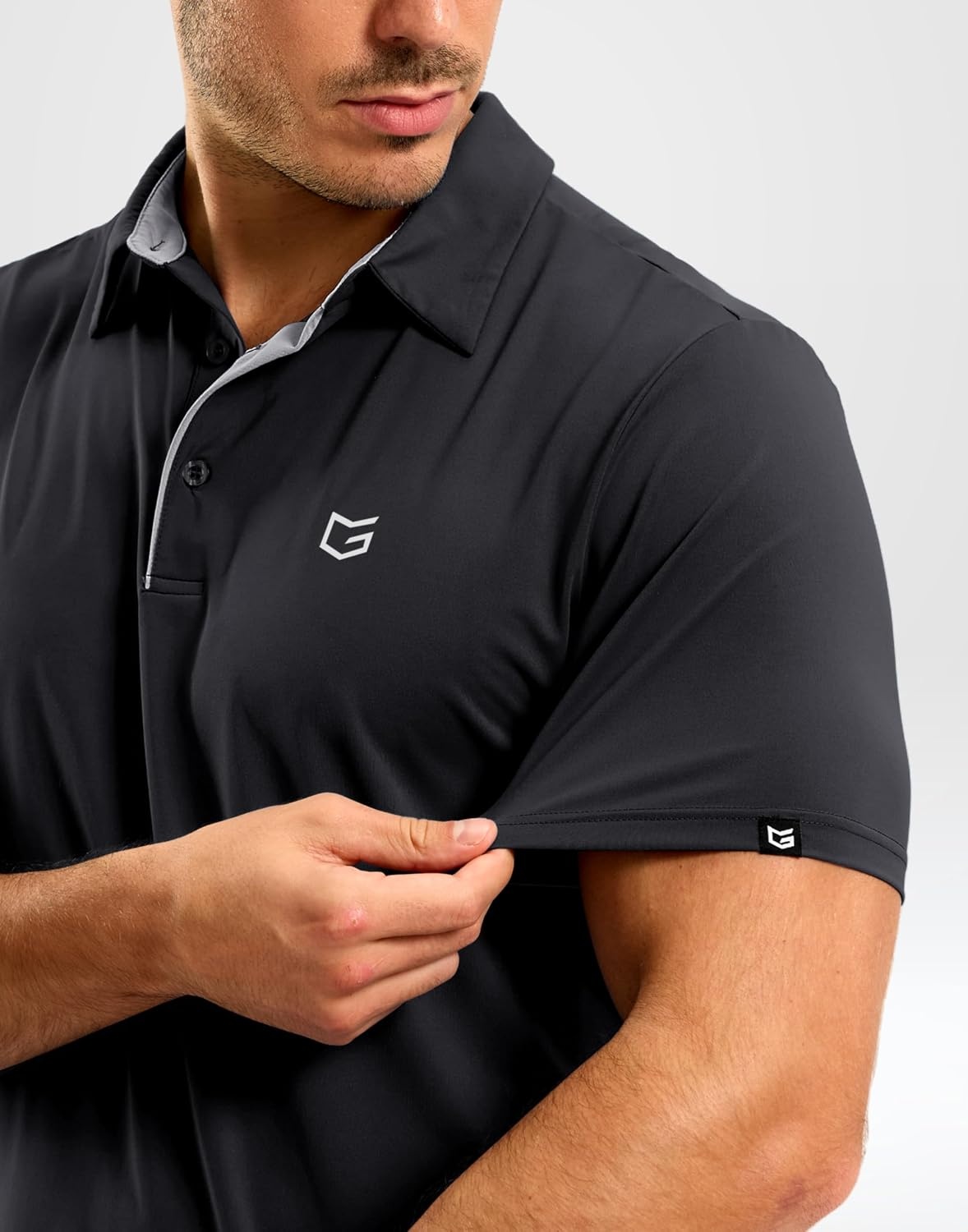 image:imageMens Golf Shirt Dry Fit Short Sleeve Polos Athletic Polo Shirts for Men  Moisture Wicking CoolTouch 4Way Stretch UPF50 Contrast Collar Tagless Comfort for Tennis Pickleball Active CasualDark Grey