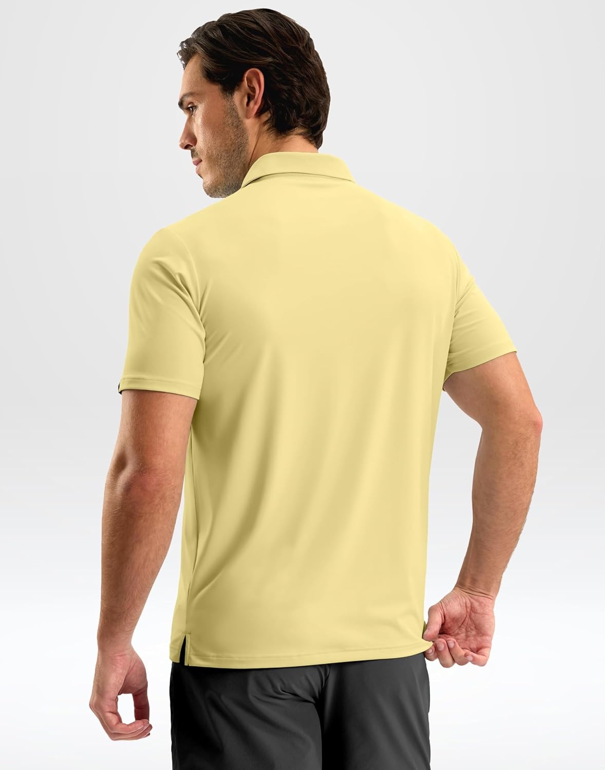 image:imageMens Golf Shirt Dry Fit Short Sleeve Polos Athletic Polo Shirts for Men  Moisture Wicking CoolTouch 4Way Stretch UPF50 Contrast Collar Tagless Comfort for Tennis Pickleball Active CasualLight Yellow