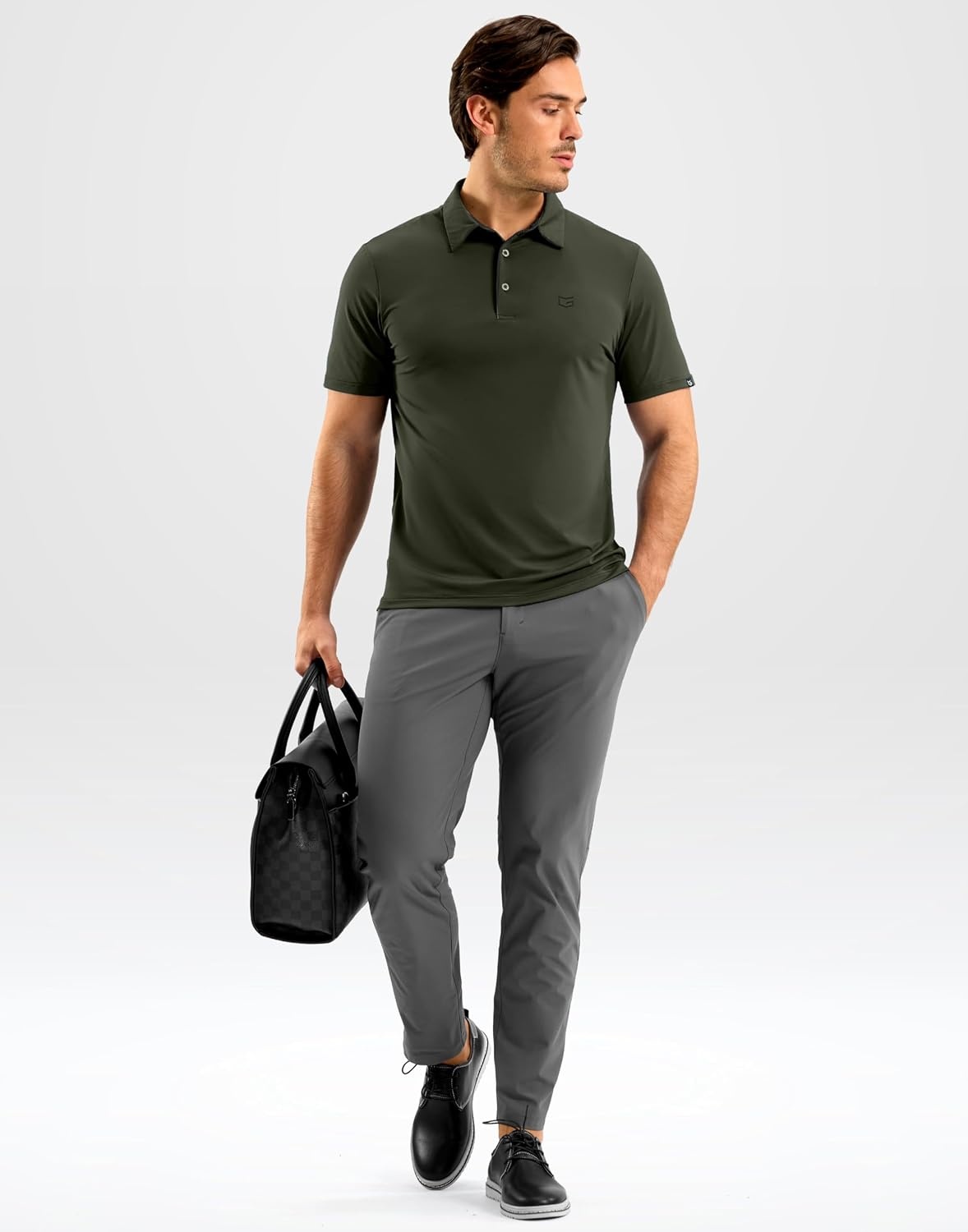 image:imageMens Golf Shirt Dry Fit Short Sleeve Polos Athletic Polo Shirts for Men  Moisture Wicking CoolTouch 4Way Stretch UPF50 Contrast Collar Tagless Comfort for Tennis Pickleball Active CasualArmy Green
