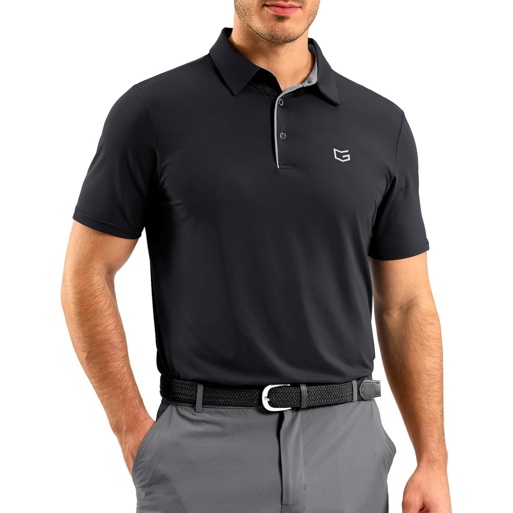 image:imageMens Golf Shirt Dry Fit Short Sleeve Polos Athletic Polo Shirts for Men  Moisture Wicking CoolTouch 4Way Stretch UPF50 Contrast Collar Tagless Comfort for Tennis Pickleball Active CasualDark Grey