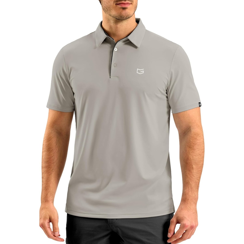 image:imageMens Golf Shirt Dry Fit Short Sleeve Polos Athletic Polo Shirts for Men  Moisture Wicking CoolTouch 4Way Stretch UPF50 Contrast Collar Tagless Comfort for Tennis Pickleball Active CasualWarm Ash Grey