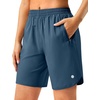 image:imageG Gradual 57 Athletic Running Shorts for Women with 2 Zipper Pockets  Lightweight Quick Dry Breathable Wellfitting Workout Gym Walking Summer Dolphin Hem Builtin LinerBlue Grey