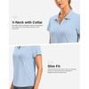 image:imageG Gradual Polo Shirts for Women Short Sleeve Golf Shirts V Neck Collared Top Cooling Lightweight UPF 50 Tennis Work Dry FitHeather Grey Blue