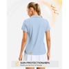 image:imageG Gradual Polo Shirts for Women Short Sleeve Golf Shirts V Neck Collared Top Cooling Lightweight UPF 50 Tennis Work Dry FitHeather Grey Blue
