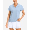 image:imageG Gradual Polo Shirts for Women Short Sleeve Golf Shirts V Neck Collared Top Cooling Lightweight UPF 50 Tennis Work Dry FitHeather Grey Blue