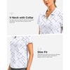image:imageG Gradual Polo Shirts for Women Short Sleeve Golf Shirts V Neck Collared Top Cooling Lightweight UPF 50 Tennis Work Dry FitWhite Black Lines