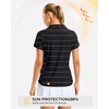 image:imageG Gradual Polo Shirts for Women Short Sleeve Golf Shirts V Neck Collared Top Cooling Lightweight UPF 50 Tennis Work Dry FitWide Black Stripe