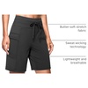 image:imageG Gradual Womens 7 Athletic Hiking Long Shorts with Pockets High Waisted Stretchy Bermuda Shorts for Women Workout CasualDark Grey